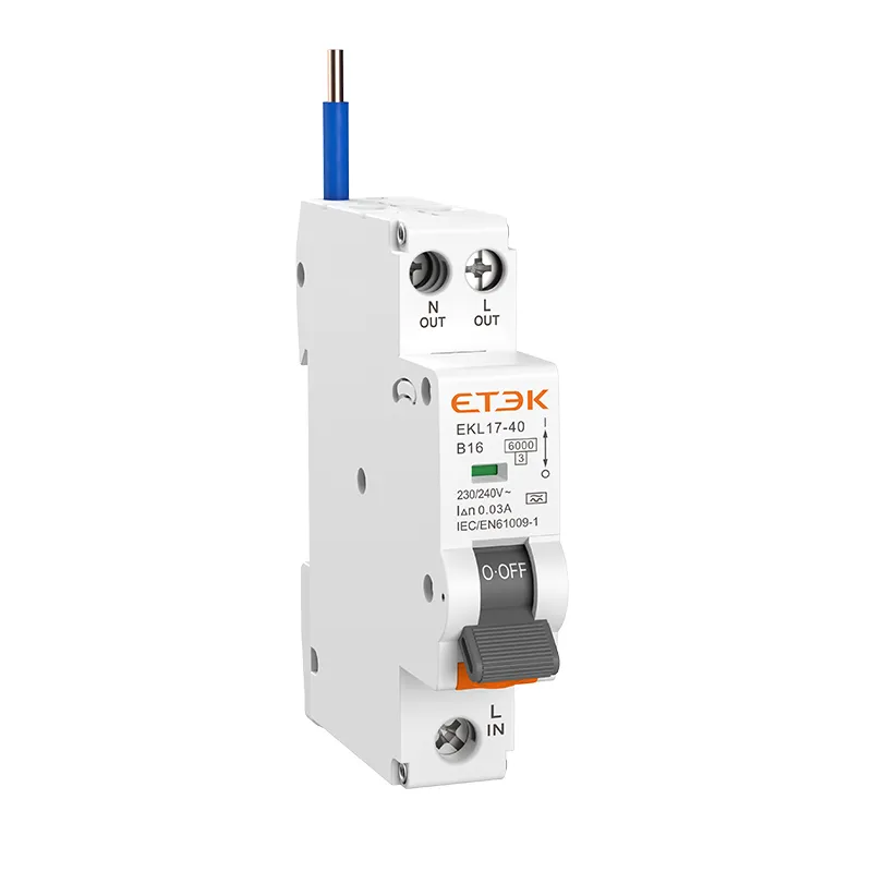 EKL17-40 — 1P+N Residual Current Circuit Breaker with Overcurrent Protection (RCBO)