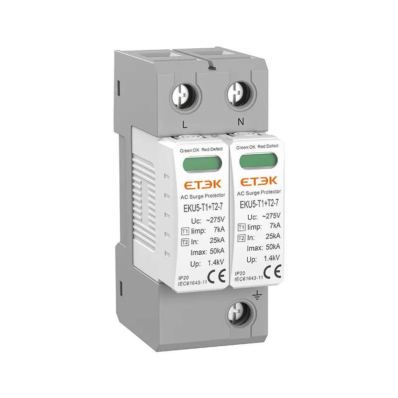 EKU5-T1+T2-7 — Type 1+2 AC SPD, Iimp 7kA, Class I+II Surge Protective Device